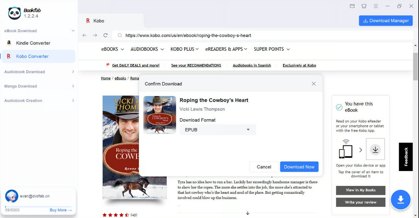 Supprimer DRM des EPUB avec BookFab Kobo Converter