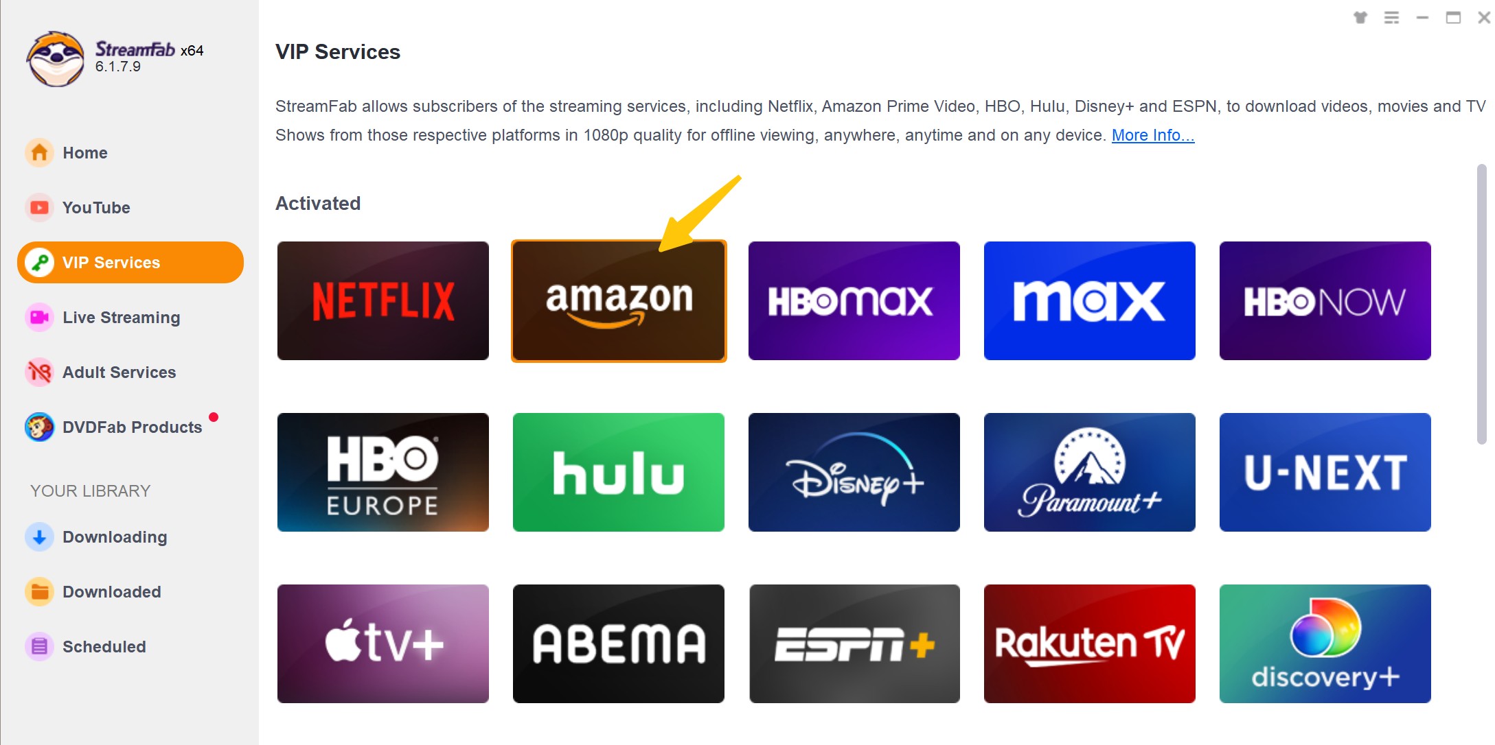 Download Freevee shows: streamfab amazon step 2