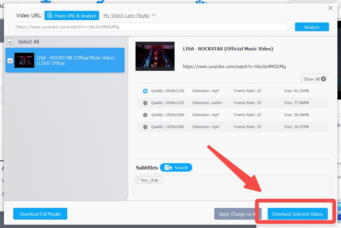 winx youtube downloader review: how to use step 3