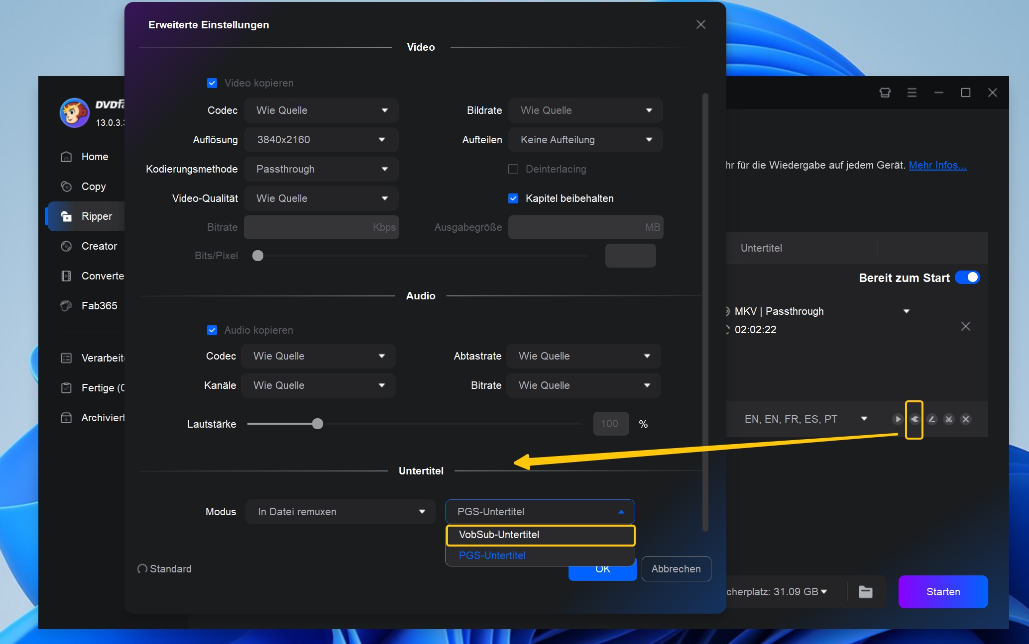 Wie man Blu-ray mit DVDFab Blu-ray Ripper in mp4 konvertiert?