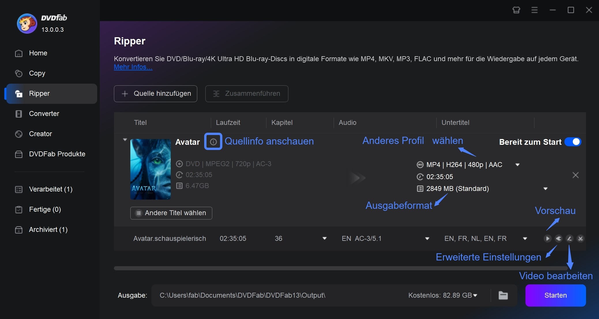 Wie man DVD mit DVDFab DVD Ripper in MP4 konvertiert