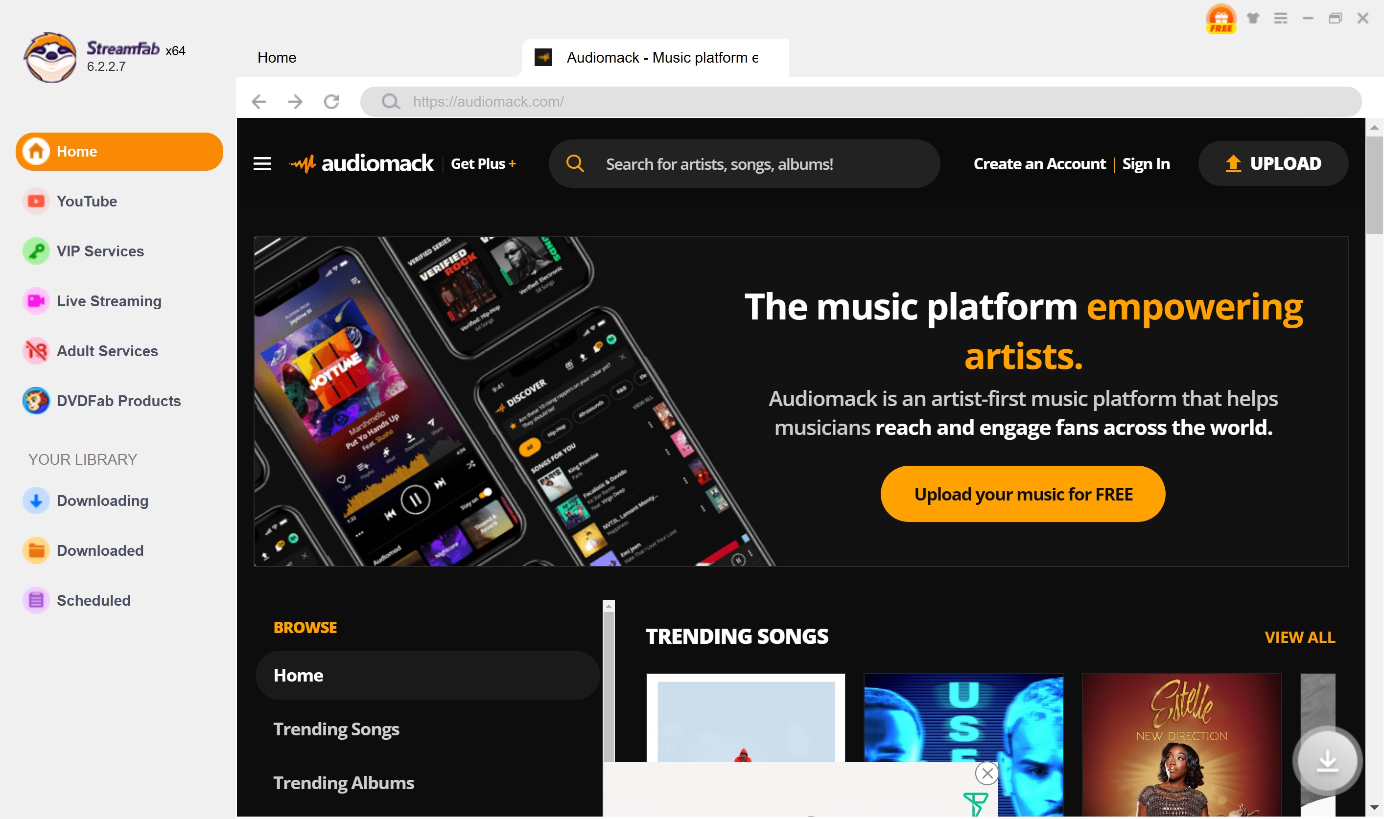 how to download audiomack music with StreamFab