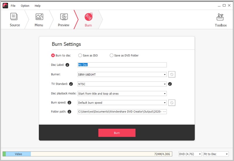 How to use iSkysoft DVD Creator as imgburn alternative