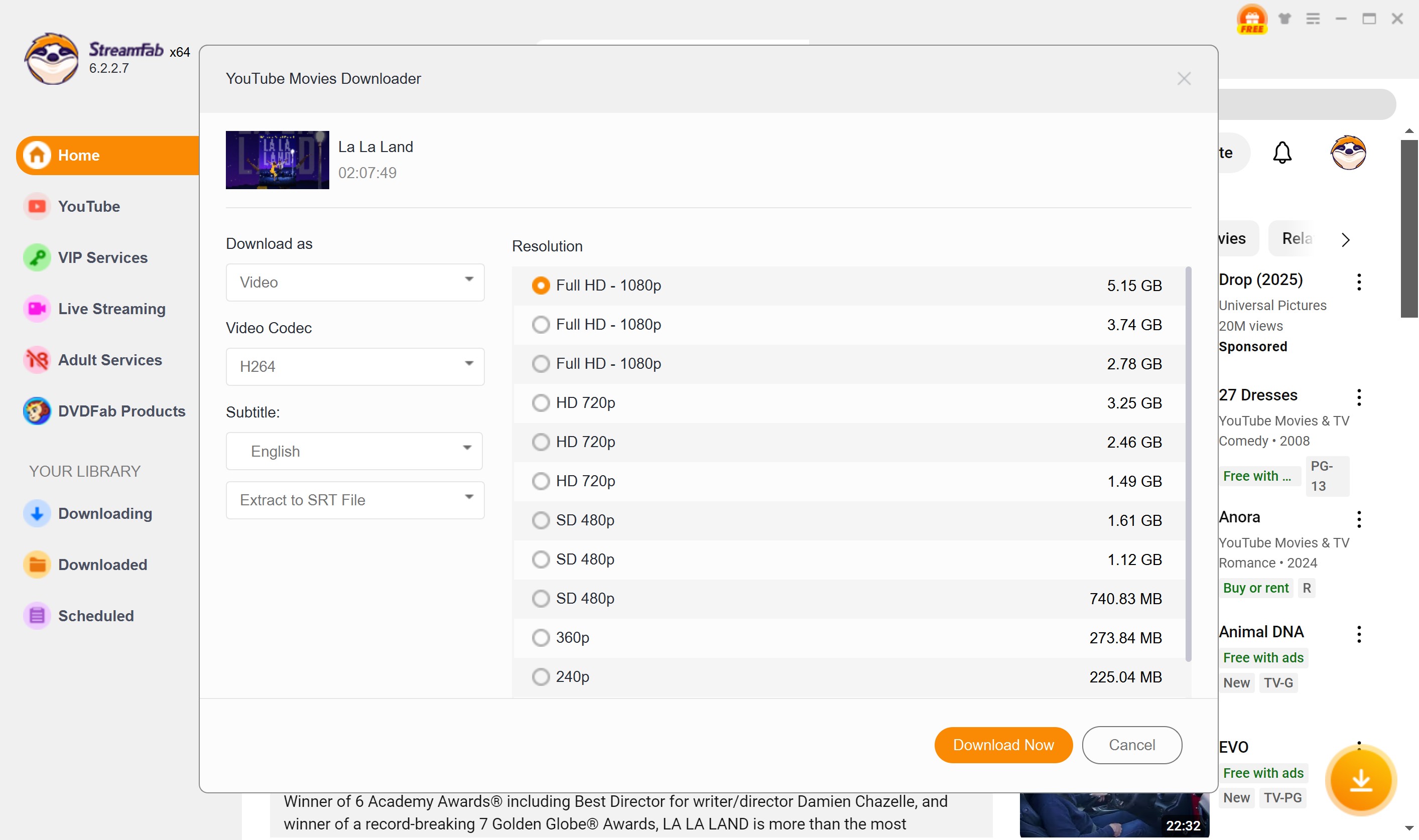 how to download romantic movies on youtube with StreamFab