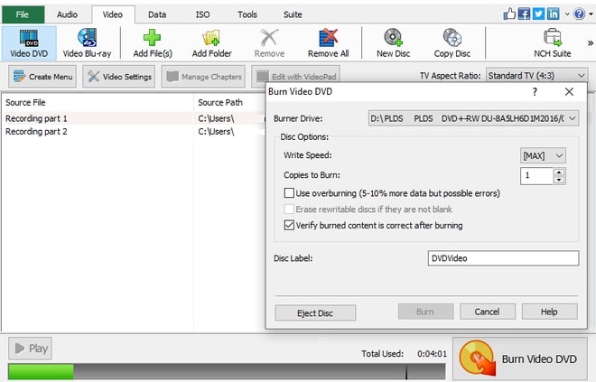 How to Burn M4V to DVD with Express Burn Disc Burning Software