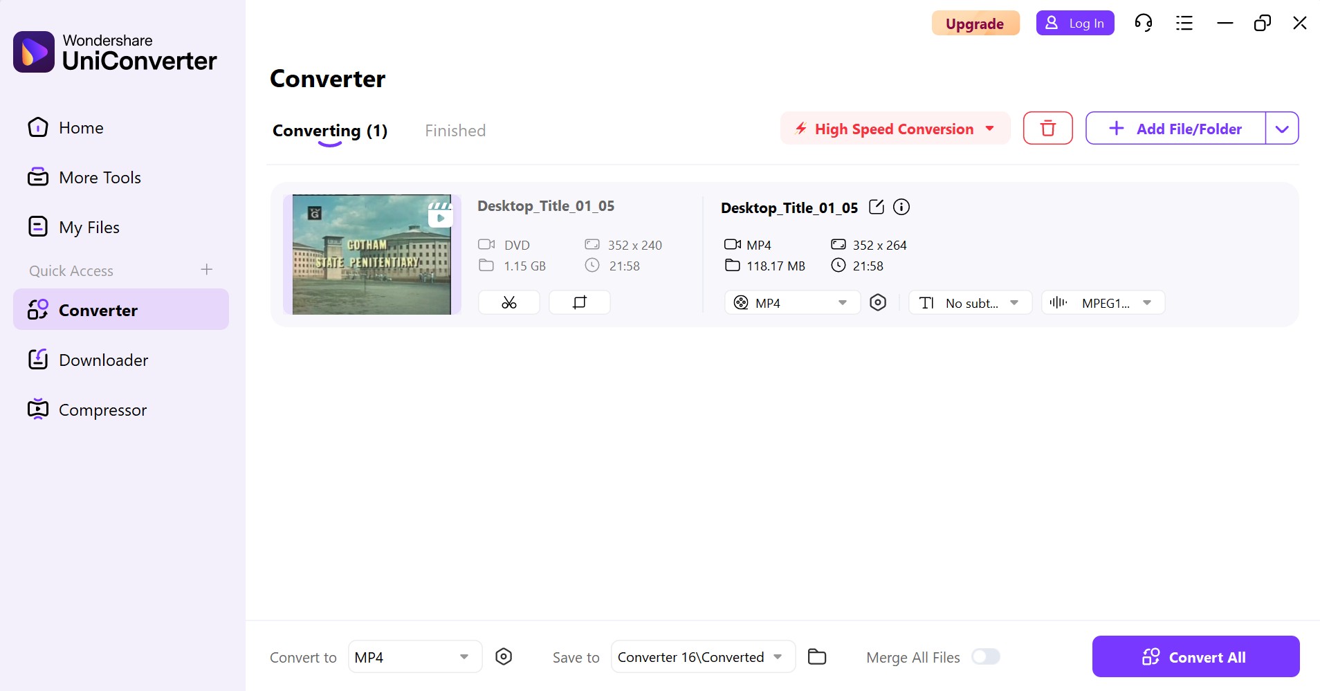 Convert DVD to MP4 via Wondershare UniConverter