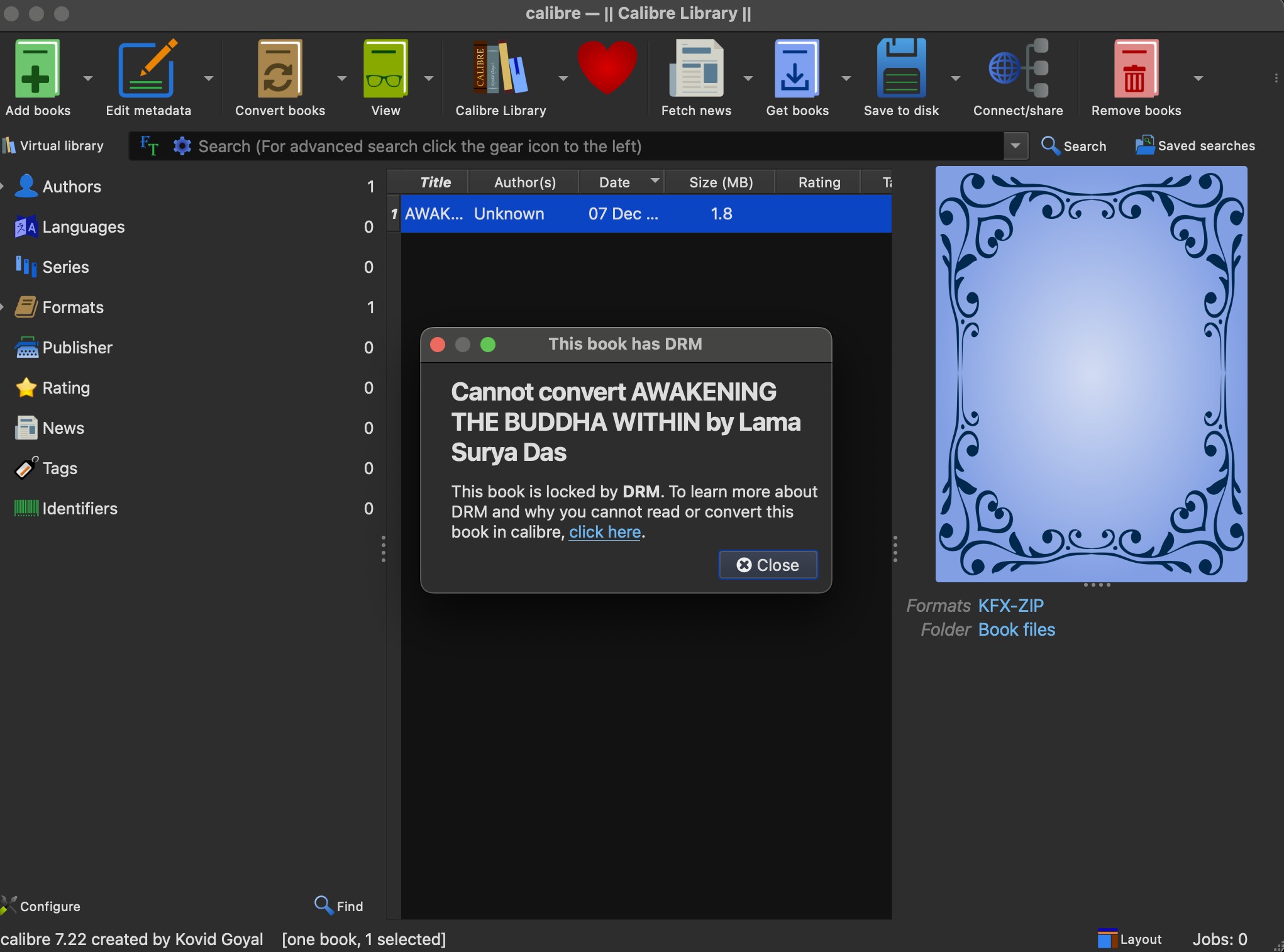 Calibre fails to remove drm from kindle books in kfx format