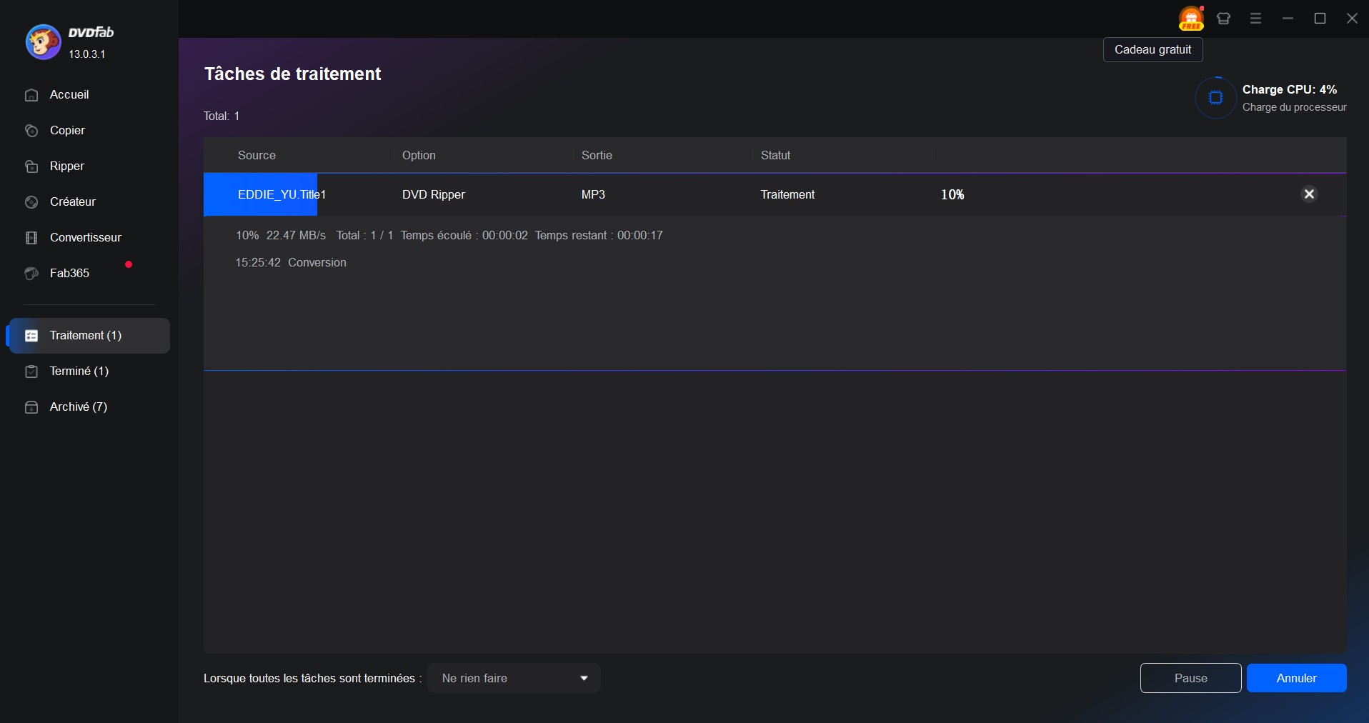 Convertir vos DVD en MP3 avec DVDFab DVD Ripper