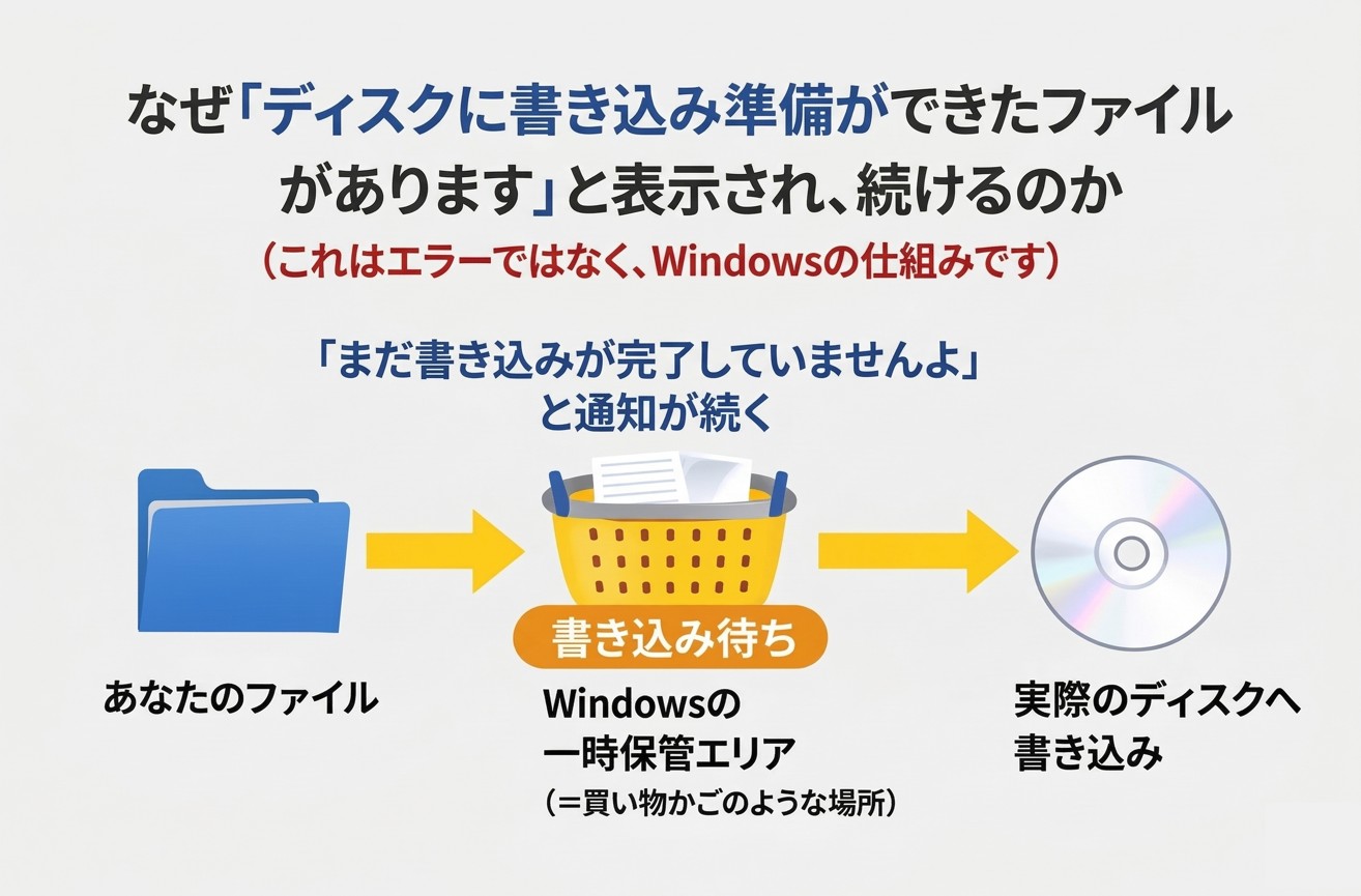 ディスクに書き込む準備ができたファイル