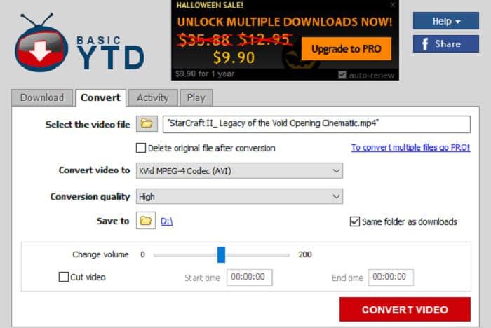 convert youtube to avi