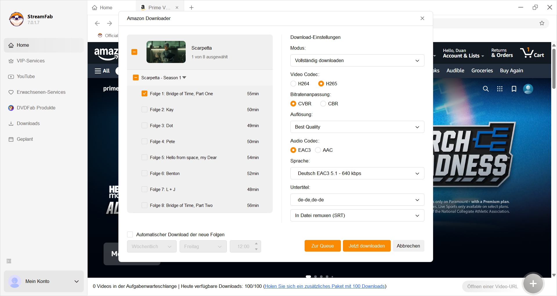 StreamFab Schritt-für-Schritt-Anleitung für Amazon Prime Video Downloads