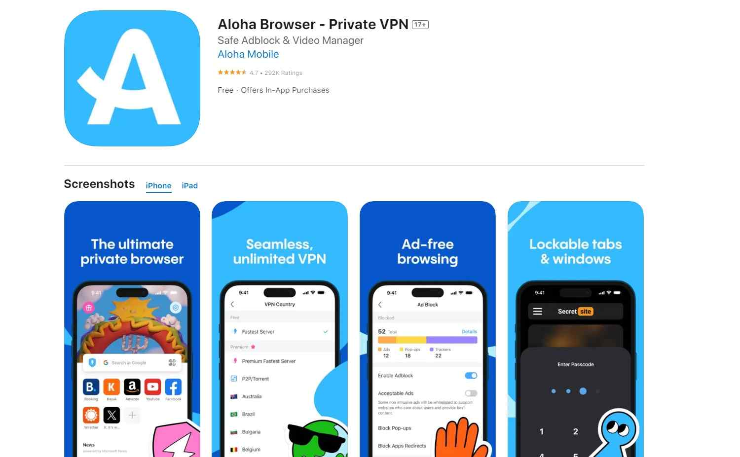 Wie man mit dem Aloha-Browser auf dem iPhone iOS OnlyFans-Videos herunterlädt: Schritt 1