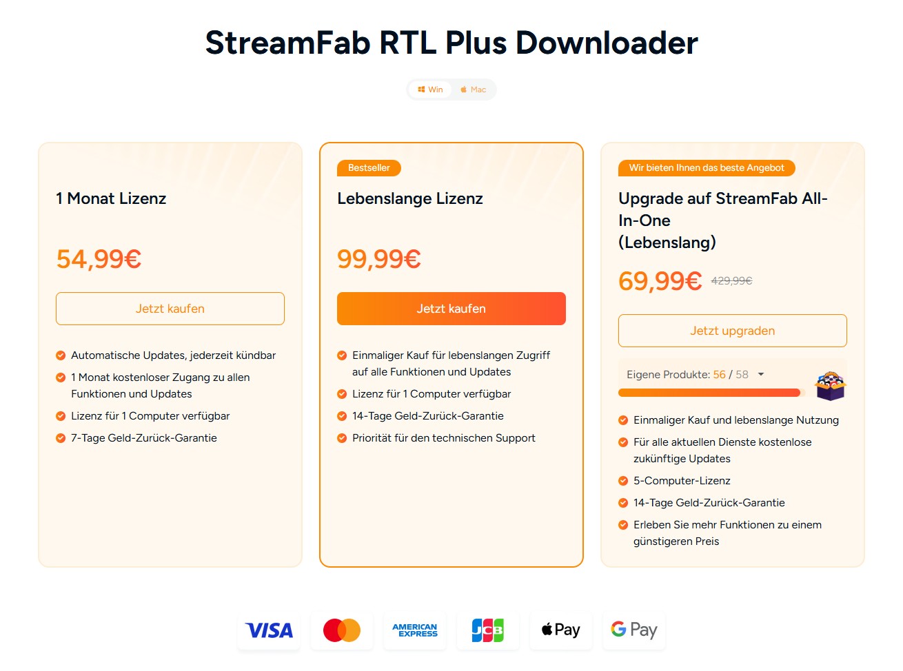 Pakete & Preise & Zahlungsmethode
