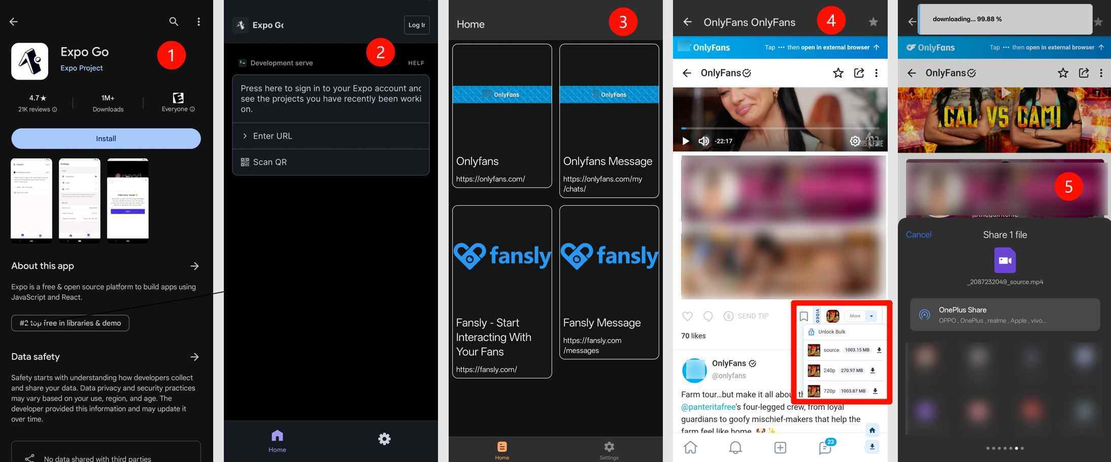 the step guide to download onlyfans videos on android via streamfork