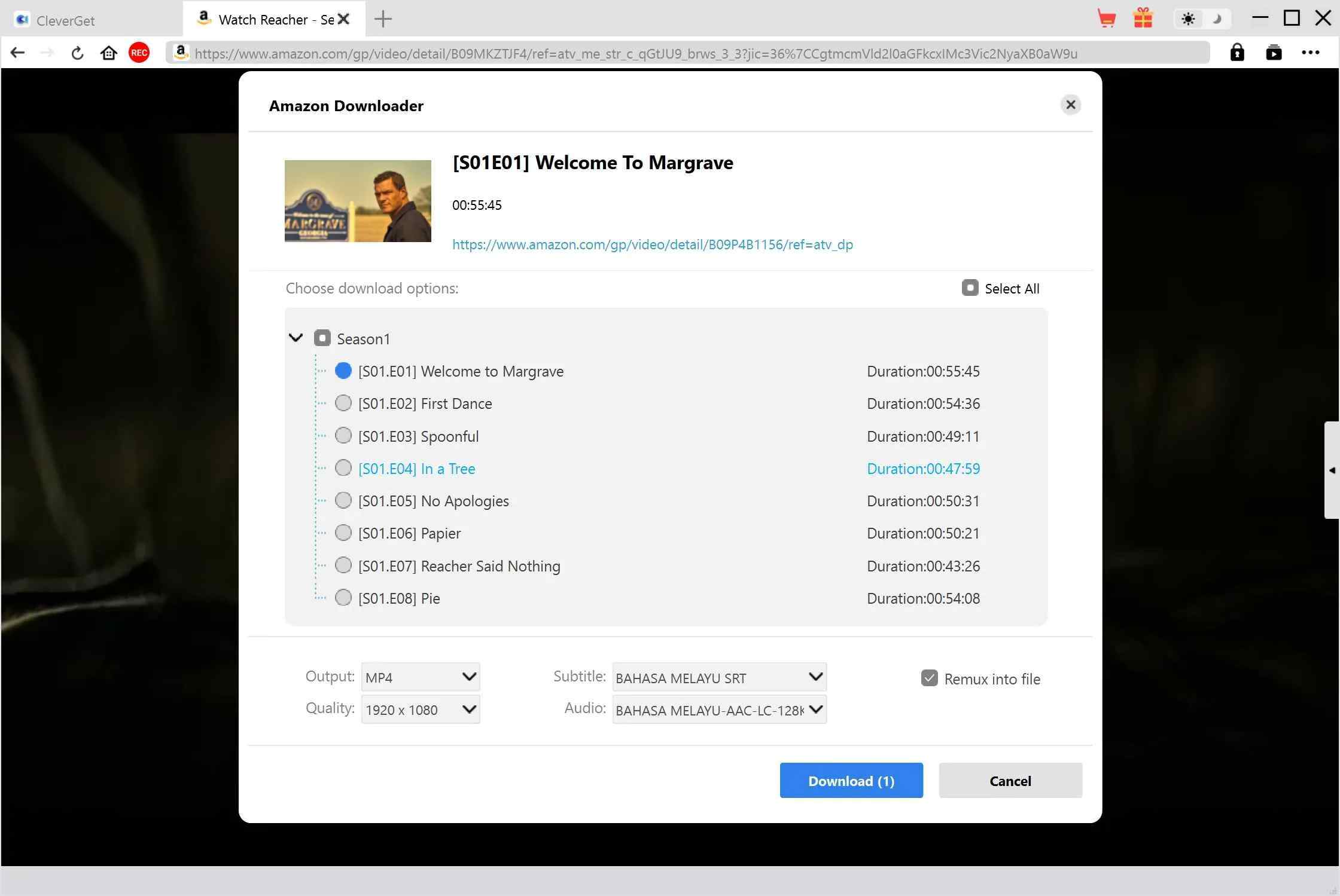 how to use cleverget amazon downloader: step 3