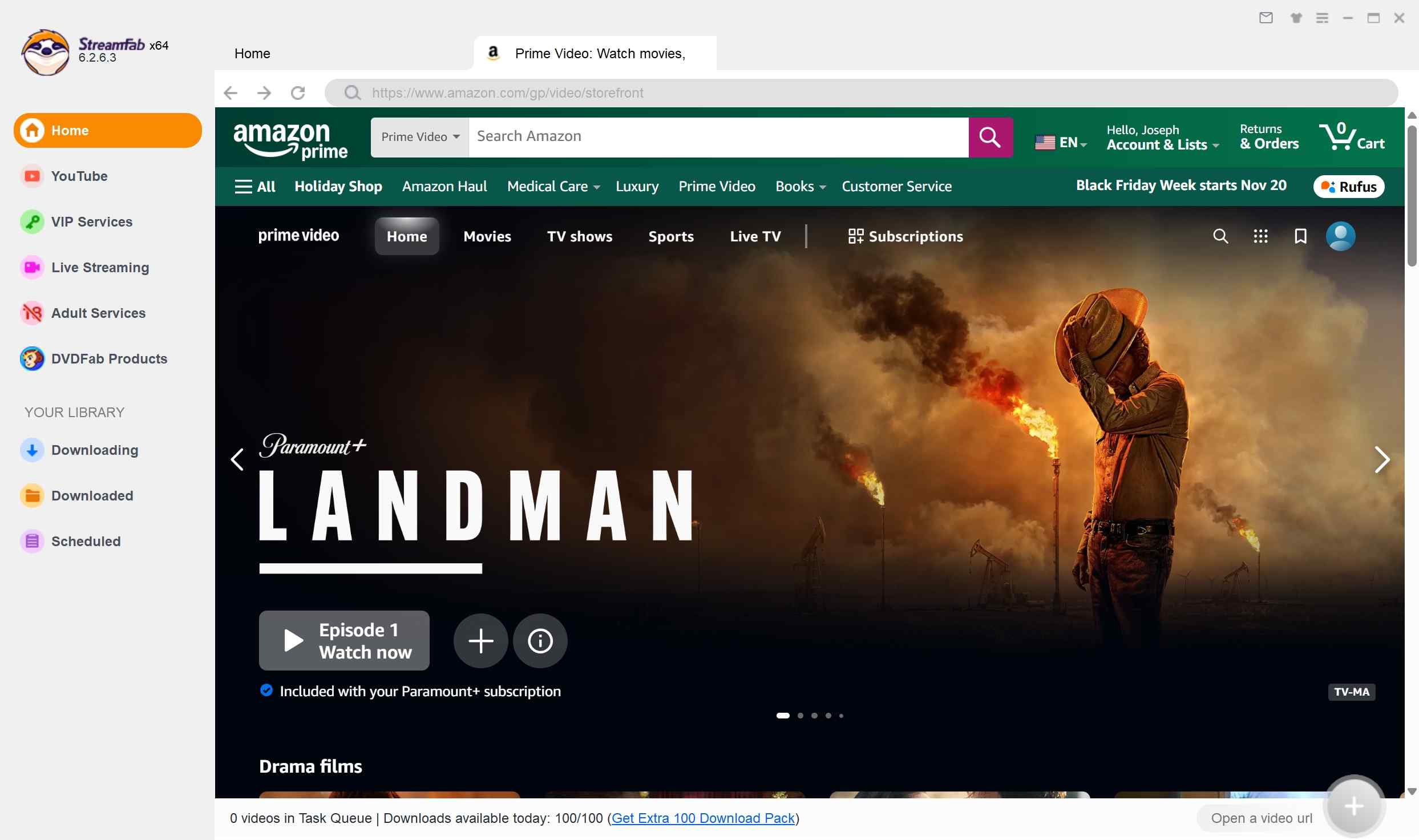 a step guide image of how to use streamfab amazon video downloader: step 2