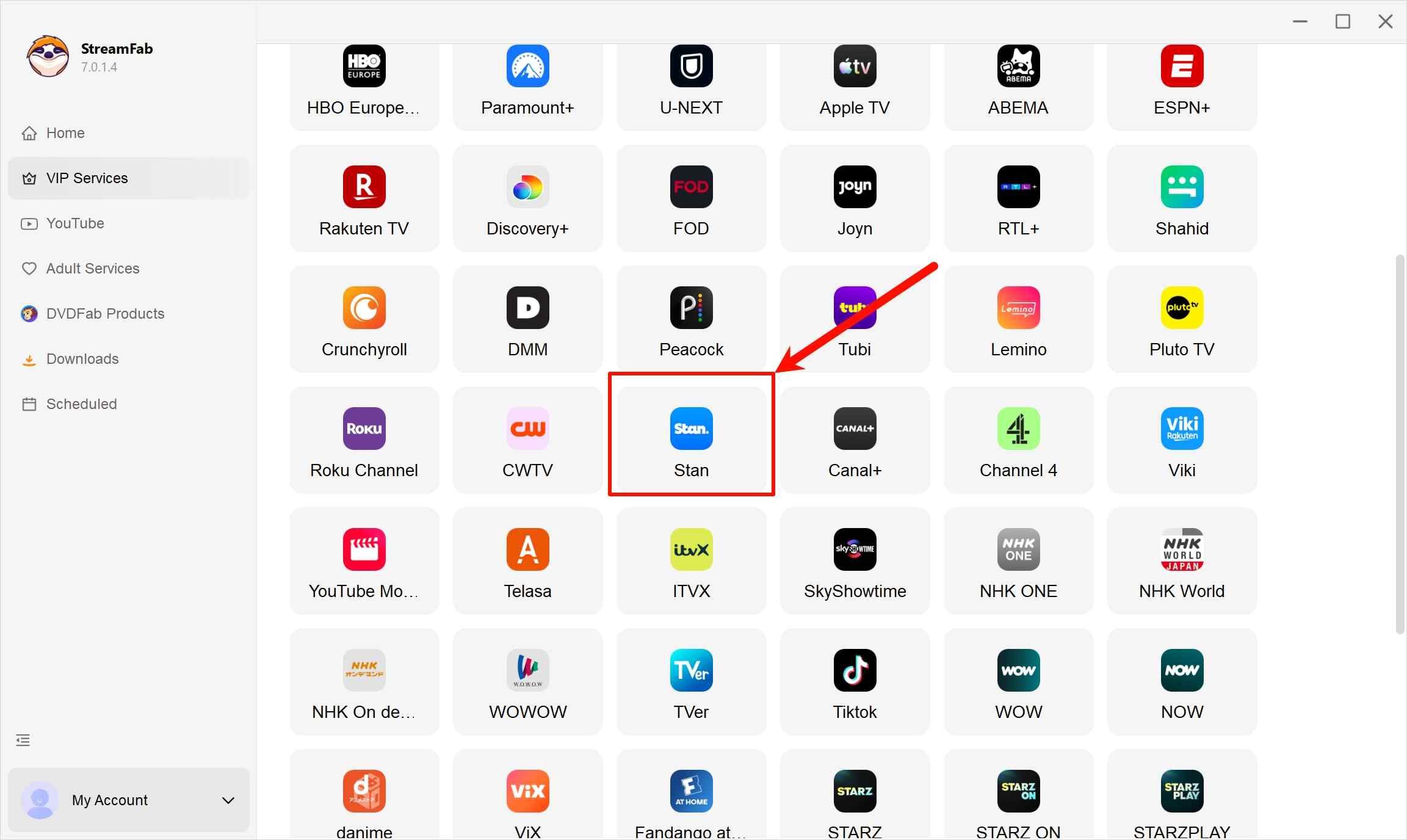 how to download on stan: step 2 of streamfab