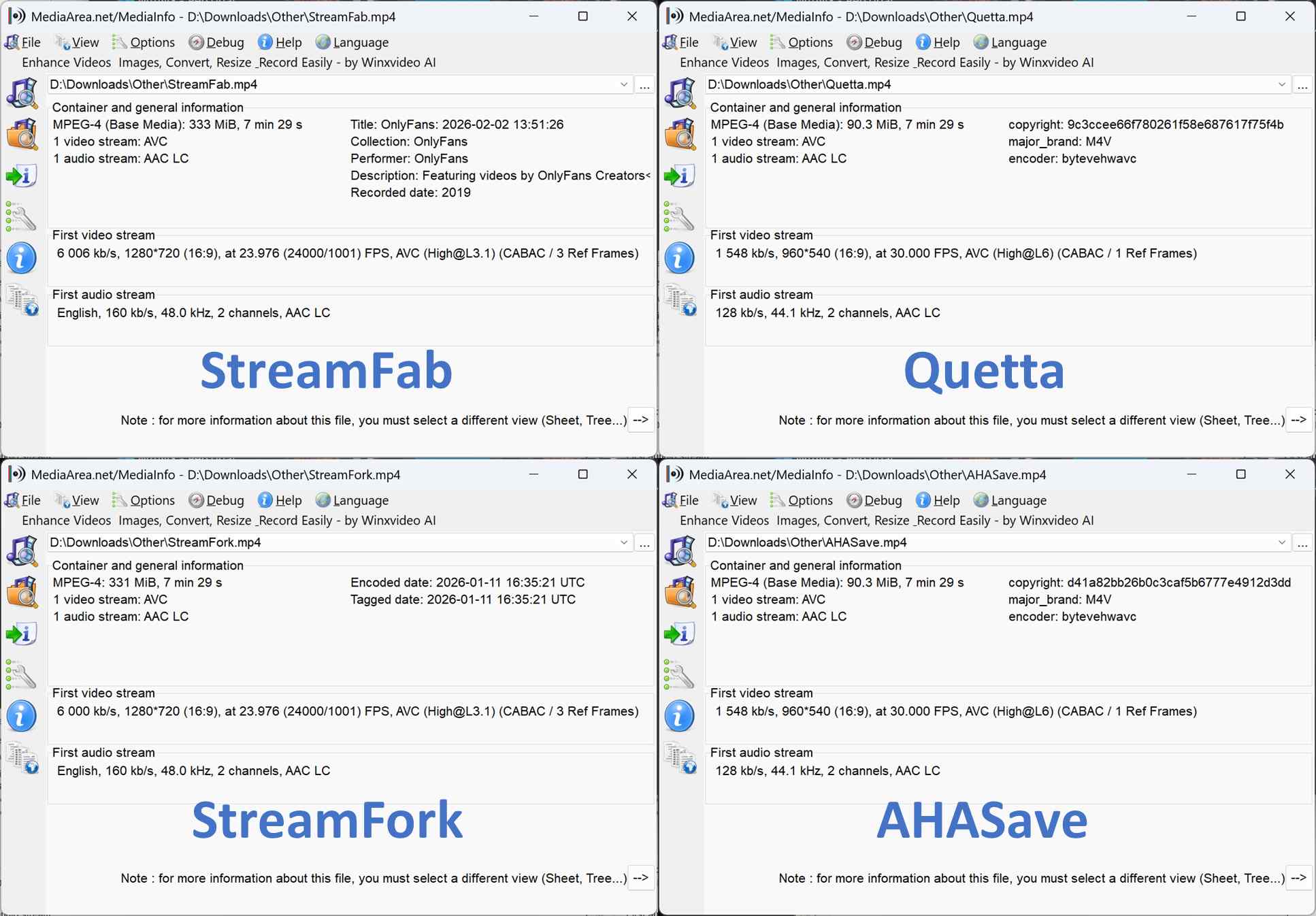 a mediainfo screenshot showing the higher onlyfans download quality from streamfab 