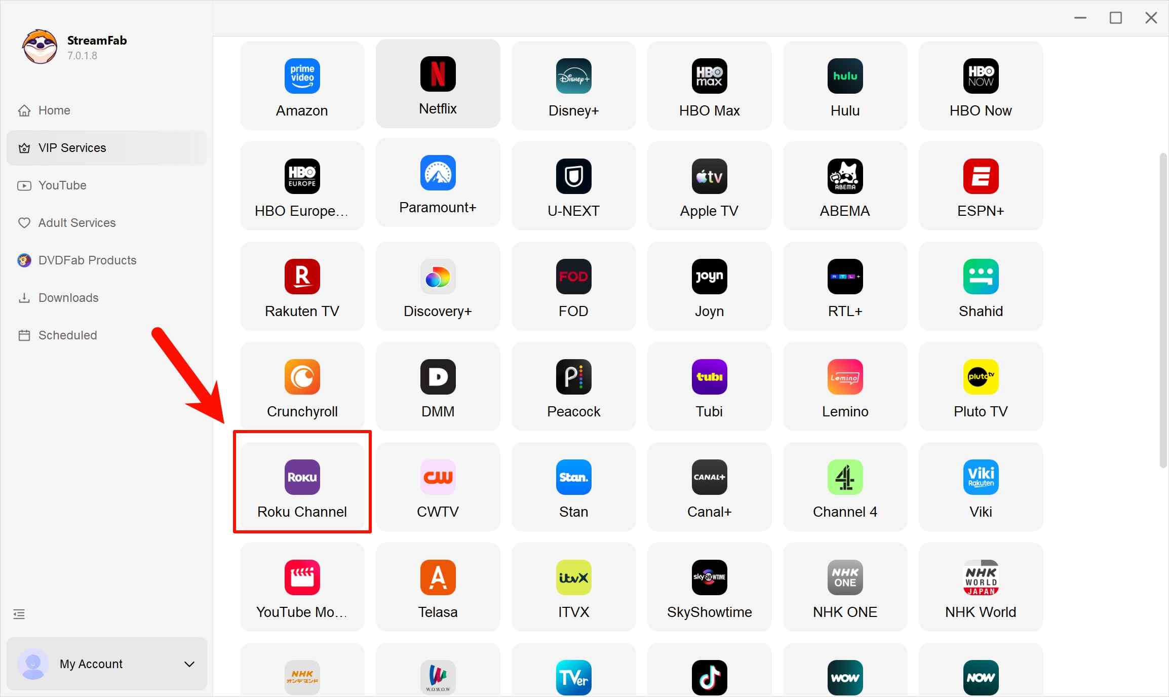 download video from Roku channel streamfab step 2