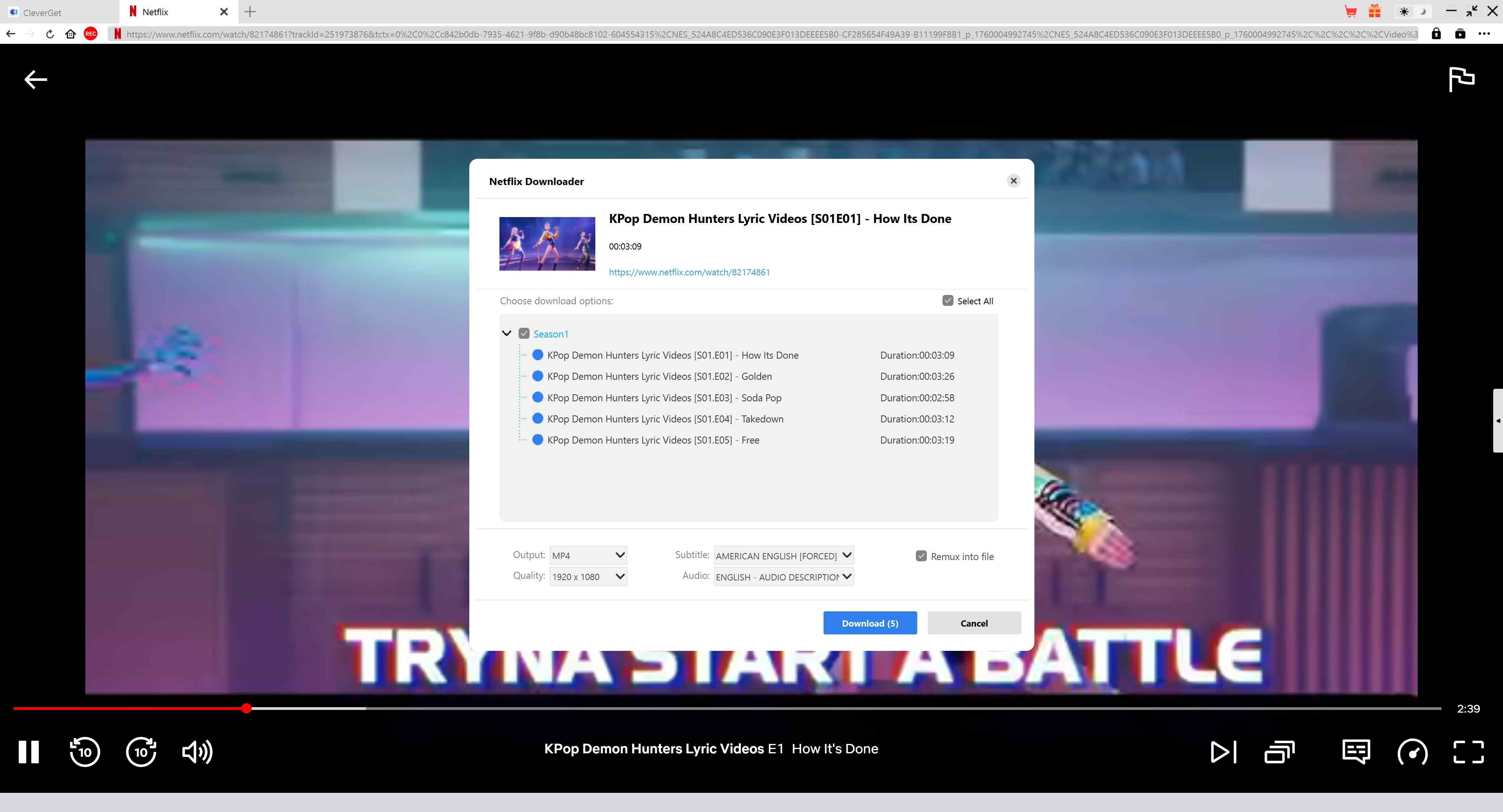 step 3 to use cleverget, one of the free drm removals