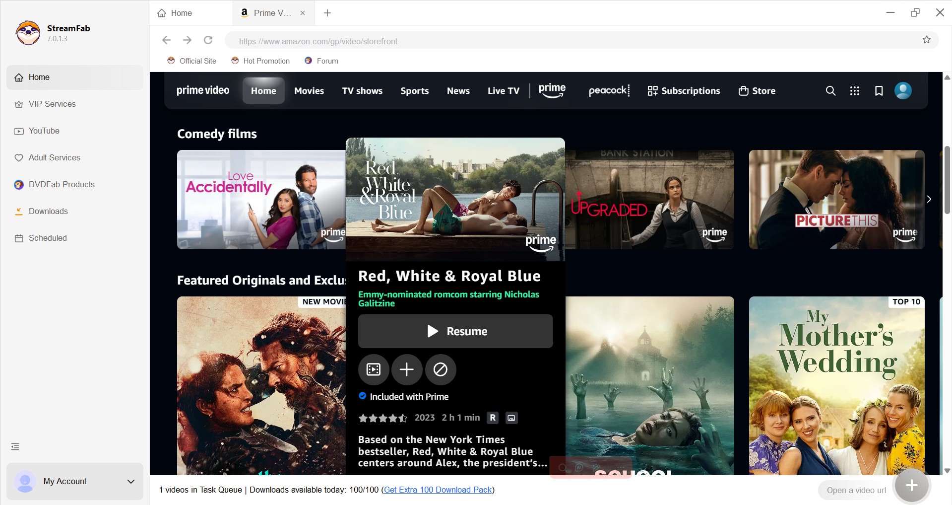 StreamFab interface as a reliable alternative to fix NoteBurner download failures
