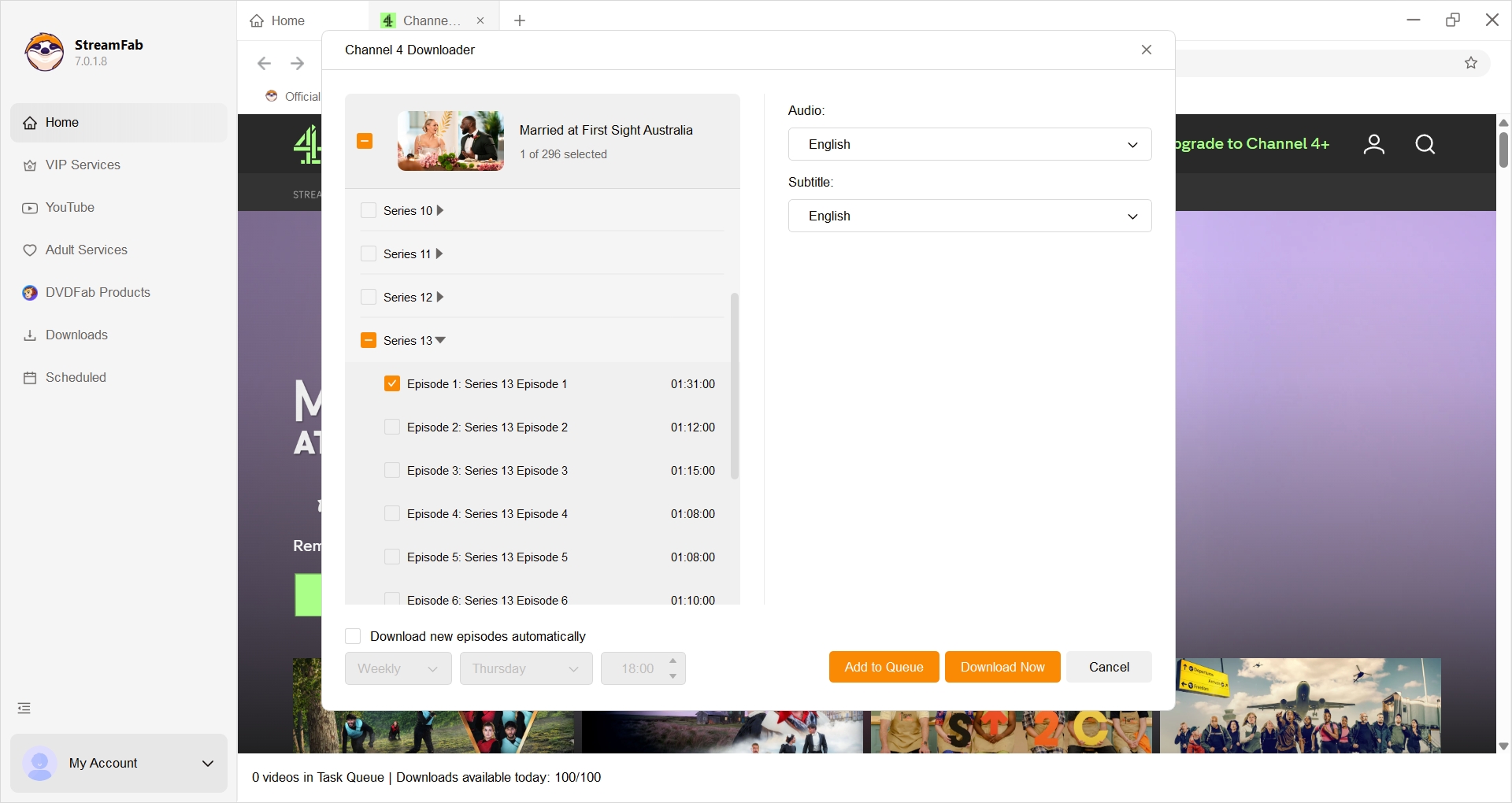 rip from channel 4: streamfab step 2