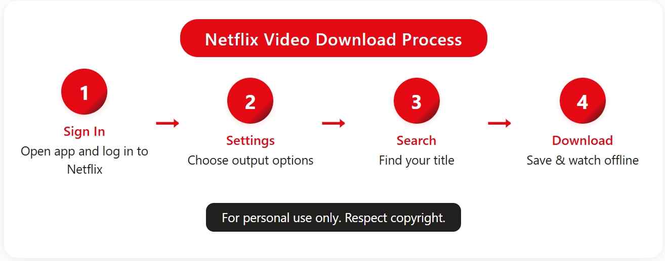a step chart of how to use samemovie netflix video downloader