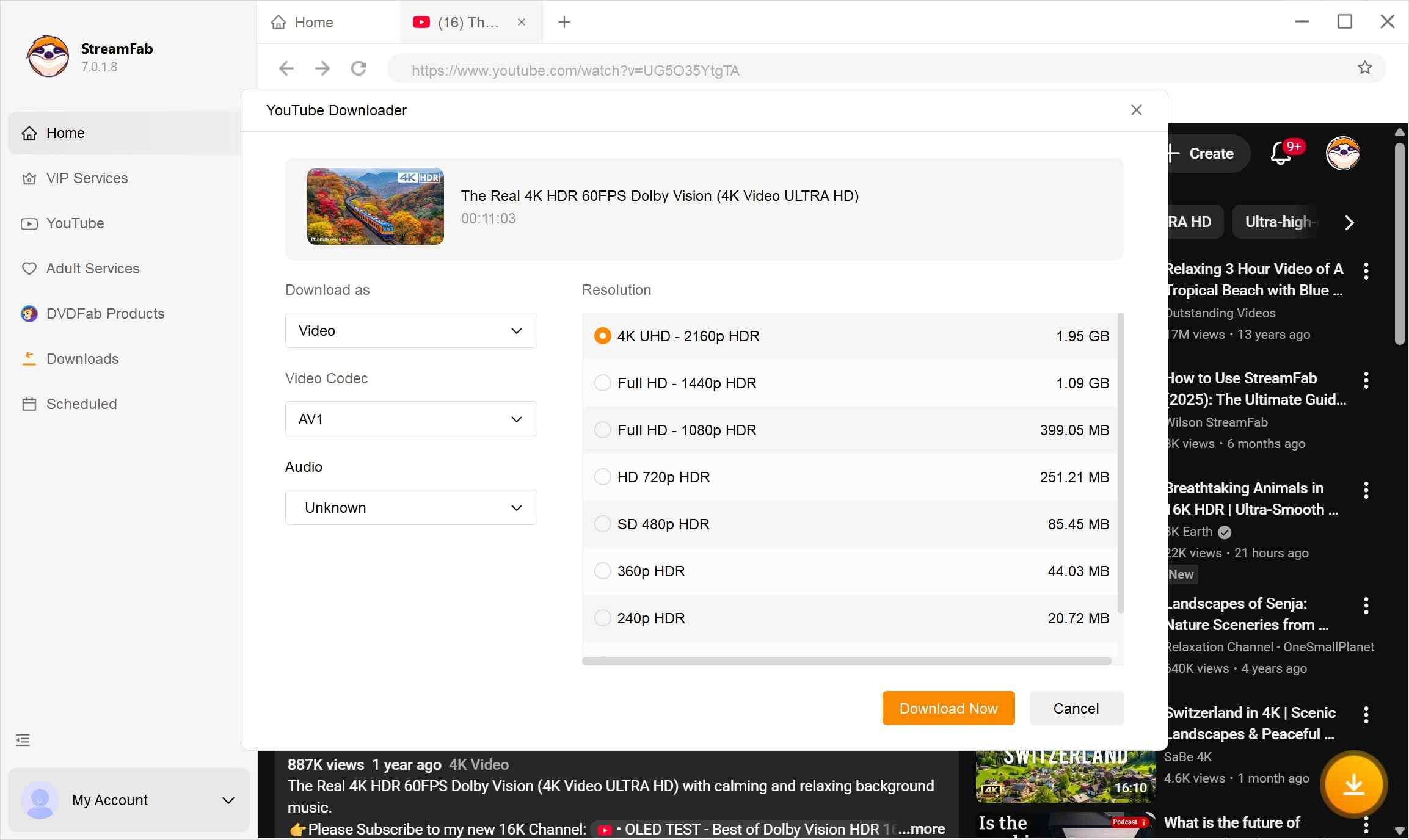 how to set streamfab output quality