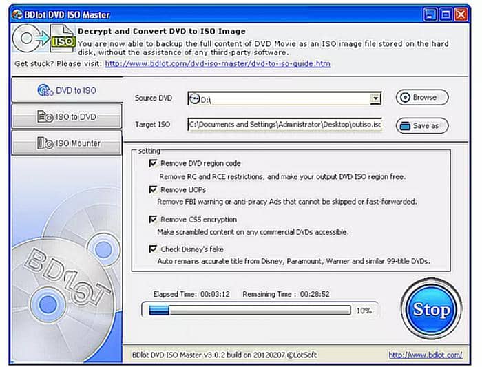 影片轉音檔軟體：BDlot DVD ISO Master